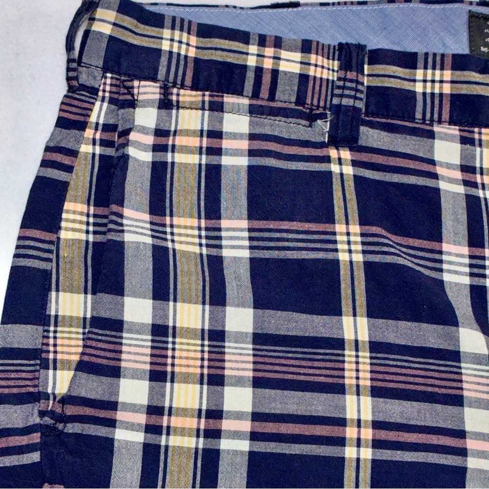 J. Crew Shorts Mens Size 32x9 Blue Plaid Flat Front Bermuda Summer Cotton - Picture 3 of 6